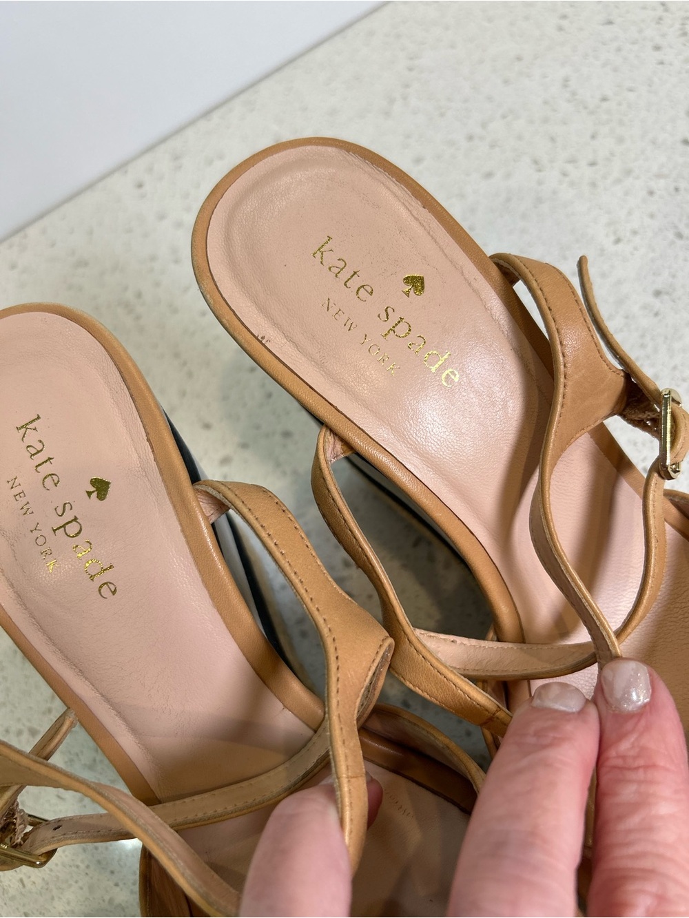 kate spade Tan‎ Espadrille Black & White Stripe Wedge Sandals 8 1/2 - Picture 7 of 9